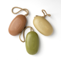 Savon à l'huile d'olive de luxe hydratant et longue durée, sans parabènes ni phtalates, parfumé au cuir, sur corde, pour hommes