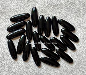 Élégant Onyx Noir Long Ovale Pierres Précieuses En Vrac Pour La Fabrication De Bijoux Bagues Personnalisées Boucles D'oreilles Pendentifs Et Artisanat Unique À La Main - Product Image 6