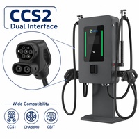 Station de recharge commerciale pour véhicules électriques 40kW 60kW 80kW, chargeur rapide DC mural à double connecteur CCS1 CCS2 NACS CHAdeMO Niveau 3