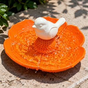 Décoratif tourne-vent extérieur en plastique en forme de fleur pour bain d'oiseaux, à fixation au sol, pour jardin et balcon, avec fonction d'abreuvoir - Product Image 6