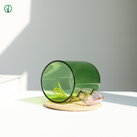 Tasse à thé Matcha de ménage peinte à la main créative et simple à rayures tasse à café en verre borosilicate avec poignée