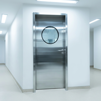 Puerta Batiente para Cuarto Limpio Industrial, Ventana Circular de Acero Inoxidable 304, Fácil de Sanitizar, para Industria Alimentaria, Farmacéutica, Laboratorios y Fábricas