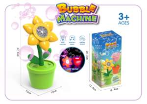 Machine à bulles de tournesol Souffleur de bulles automatique Musique intégrée <span class=keywords><strong>et</strong></span> lumières LED Jouet à bulles d'extérieur pour enfants Amusement estival <span class=keywords><strong>et</strong></span> fête - Product Image 6