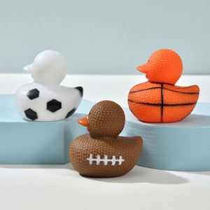 Custom Branding Squeeze to Quack Rubber Duck Toy Duckies Basketball Rugby Baseball Football Sports Figure Ducks - Product Image 1
