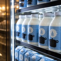 Etichetta personalizzata per bottiglie di latte, adesivo per prodotti lattiero-caseari, etichetta adesiva per alimenti per bottiglie di latte, confezionamento di prodotti lattiero-caseari