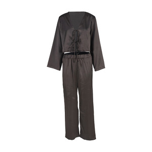 Pigiama da Donna di Lusso a Tinta Unita a Maniche Lunghe, Elegante e alla Moda, Traspirante e Morbido, Set da 2 Pezzi, Completo Casual per Casa e Relax - Product Image 5
