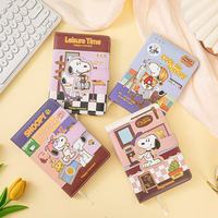 Cuaderno de Cuero PU A5 de Snoopy, Bonito Cuaderno con Hebilla Magnética de Dibujos Animados, Agenda, Libreta de Tapa Dura para Regalo de Papelería