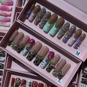 <span class=keywords><strong>Uñas</strong></span> Postizas Hechas a Mano con Cobertura Total, Forma Cuadrada de 30 mm, <span class=keywords><strong>Uñas</strong></span> a Presión Estilo Y2K, <span class=keywords><strong>Uñas</strong></span> Postizas Artificiales Reutilizables - Product Image 6