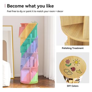 Vòng Mở Hiện Đại 5 Tầng 360 Xoay Xoay Stackable Trẻ Em Cuốn Sách Kệ Giá Sách Tủ Sách - Product Image 6