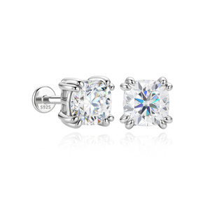 Pendiente de botón de morganita color D de 6 mm con cabeza de oro blanco minimalista, plata de ley S925 chapada en rodio, regalo - Product Image 1