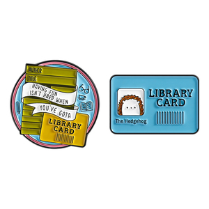 Spilla smaltata con motivo 'Having Fun Isn't Hard When You've <span class=keywords><strong>Got</strong></span> A LIBRARY CARD' e 'The Hedgehog', graziosa, distintivo da risvolto, regalo - Product Image 2