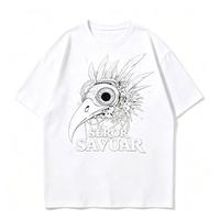 Herren Oversize Grafik-T-Shirt Hip-Hop Streetwear Mechanische Vogelmaske Feder Digitaldruck Baumwolle Kurzarm-Shirt