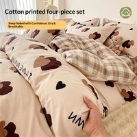 Ensemble de literie en tissu sergé de coton personnalisable style Ins années 40, vente en gros, comprenant housse de couette, drap et jupe de lit, ensemble trois pièces pour étudiant
