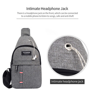 Nuevo bolso de pecho para hombre Simple Nylon moda impermeable USB un hombro hombres bandolera - Product Image 3