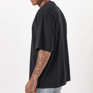 Camiseta Oversize Negra Premium para Hombre, 100% Algodón, Tallas Grandes, Estilo Boxy, de Alto Gramaje, Lisa, Venta al por Mayor, Fabricante - Product Image 4