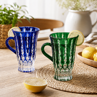 Ensemble de tasses en verre soufflé à la main en cristal taillé, tasses à café colorées gaufrées avec poignée, artisanat élégant pour café, thé, jus, maison