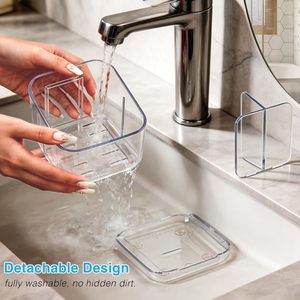 Soporte para cepillos de dientes de baño mejorado con 3 ranuras, desmontable, de pared, con drenaje para encimera, para blanqueamiento dental y pasta de dientes eléctrica - Product Image 5