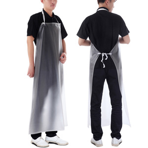 Frosted Semi Transparent Pvc <b>Apron</b> Tie Up Strap <b>Waterproof</b> Oil Resistant For Kitchen Food Seafood Use - Product Image 1