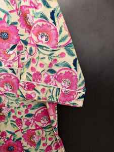 Conjunto de Pijama Elegante Tejido a Mano para Primavera/Verano, Transpirable, de Algodón Estampado con Bloques Indios, Estilo Personalizado para Mujer y Hombre, Novia - Product Image 6