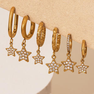 Regalo <span class=keywords><strong>de</strong></span> San Valentín, Pendientes Románticos con Forma <span class=keywords><strong>de</strong></span> Estrella, Chapados en <span class=keywords><strong>Oro</strong></span> <span class=keywords><strong>de</strong></span> 18K, Acero Inoxidable, Resistentes al Agua y al Sudor, Pendientes <span class=keywords><strong>de</strong></span> Moda - Product Image 1