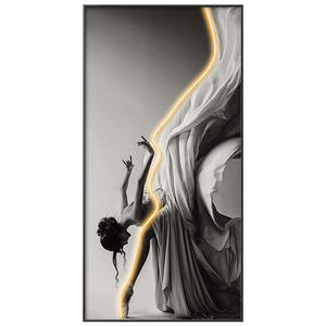 Dipinto Moderno di Lusso in Cristallo e Porcellana con LED, La Bellissima <span class=keywords><strong>Ballerina</strong></span> Danzante, Decorazione Murale per Studio di Danza - Product Image 2