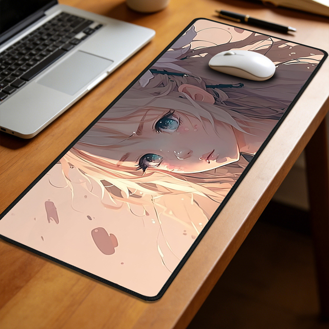 Sublimation Blanks Kawaii Anime Girl Cute Blonde Girl Face Close Gaming Mouse Pad XXL Size Water Resistant Eco-friendly Stock
