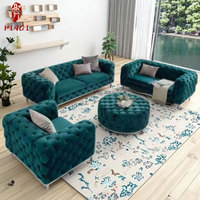 Vente en Gros Usine Chine Canapés 2-3 Places Luxe Salon Canapé Velours Vert Ensemble de Meubles pour la Maison