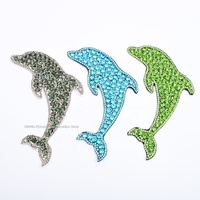 Dauphin Motif Strass Patches Coudre sur Strass Applique Hot Fix Cristal Poche Autocollant pour Hoodies Chapeau Cheveux Chaussures Accessoires