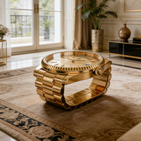 Table basse moderne en fibre de verre dorée, style luxe, forme montre-bracelet, décoration de salon Art Déco
