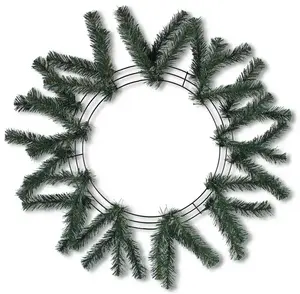 Factory Outlet Stocked Artificial Metal Frame 24" Led Christmas Pvc Wreaths With Plug In Low Voltage