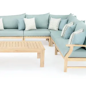 Patio furnitur luar ruangan, set sofa desain taman kayu jati padat gaya baru