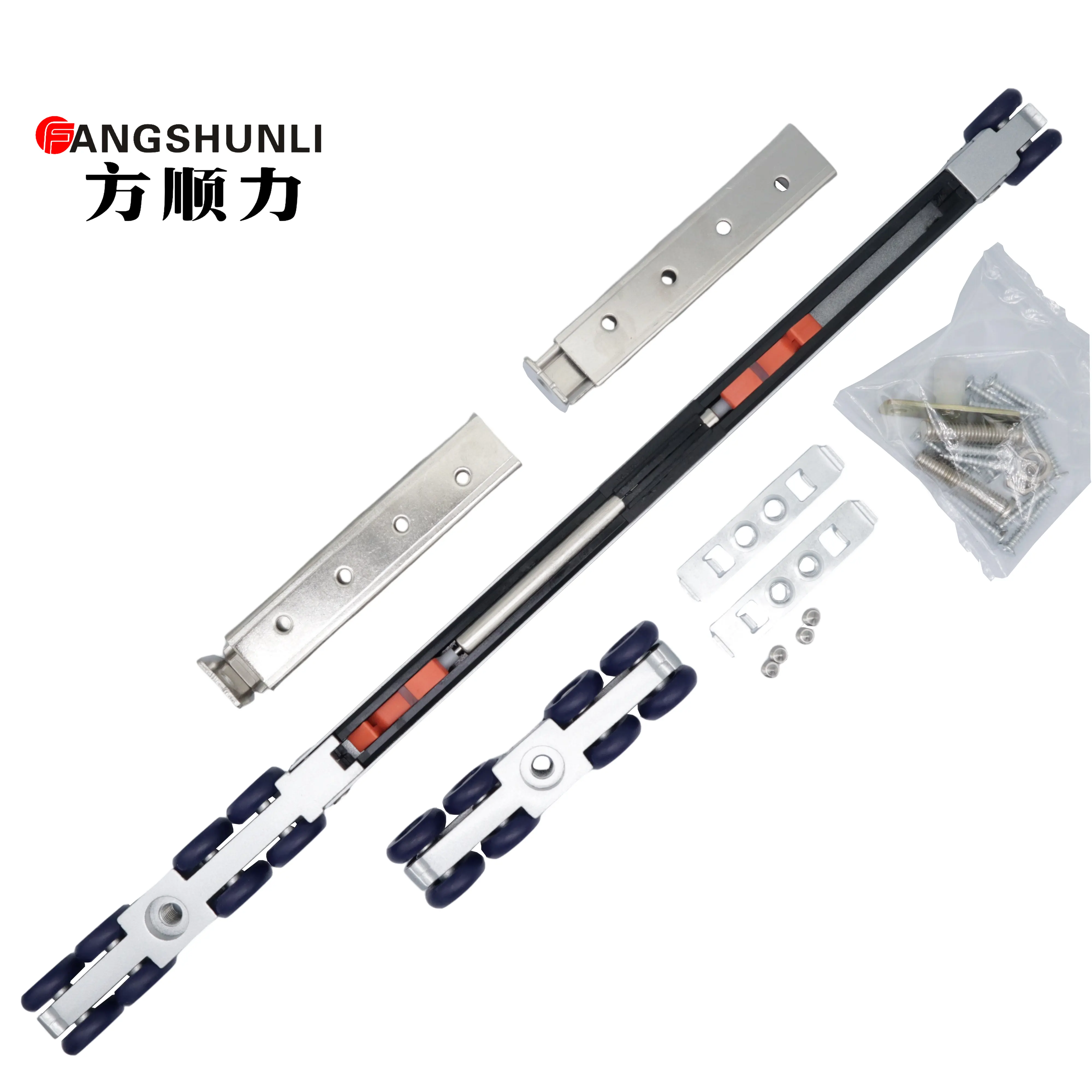 hot selling 8 Wheel folding door track and roller for wardrobe wooden sliding door rail system