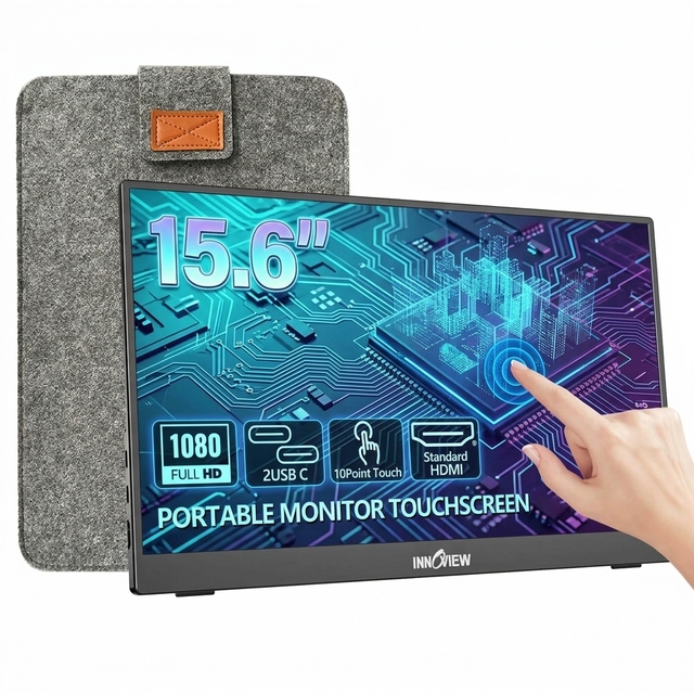 15.6 Inch FHD Portable Touchscreen Monitor 60Hz 1200:1 High Contrast 10-Point Touch USB C Laptop Extension Monitor