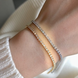 Charm de Plata de Ley 925 para Mujer, con un solo filo de circonitas de 2mm, estilo tenis, a la moda - Product Image 1