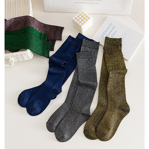 <span class=keywords><strong>Calze</strong></span> al ginocchio traspiranti da donna all'ingrosso, <span class=keywords><strong>calze</strong></span> lunghe lucide con glitter per ragazze, ideali per la primavera - Product Image 4