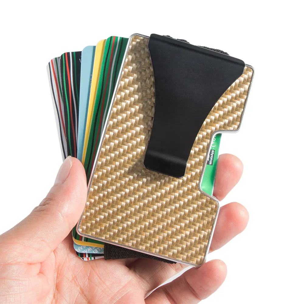 Custom Smart Pocket 3K Real Carbon Fiber Wallet Minimalist RFID Blocking Small Mini Card Case Men Credit Card Holder 10 Cards