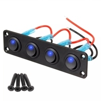 Panneau de commutation à bascule rond 4 gangues avec éclairage LED, 12V 3 broches, étanche pour bateau, voiture, camion, camping-car, VTT, UTV