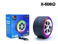 Haut-parleurs sans fil portables Bluetooth en forme de pneu X-508 avec lumière RGB, lecture de carte TF, lecture USB, son stéréo, basses puissantes et radio FM