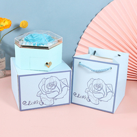Bijoux de fleurs éternelles roses préservées avec tiroir Fleur de rose préservée dans une boîte en acrylique