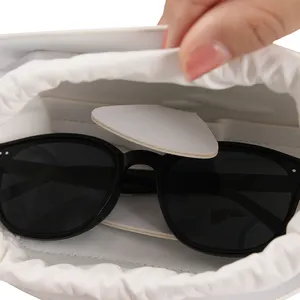 Óculos de sol luxuoso com logotipo personalizado, conjunto de capa de óculos de sol de couro pu com caixa de papel/bolsa de pu e roupas