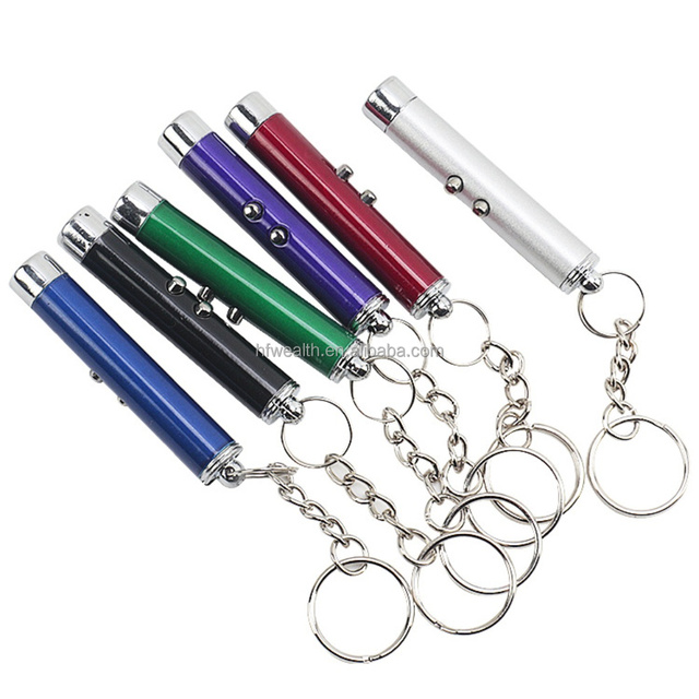 Pet Cat Laser Light Pen Toys LED Pointer Pen White Flashlight Torch with Keyring