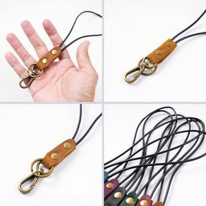 Cowhide Leather <b>Keys</b> <b>Lanyards</b> Portable Wrist Keychain <b>Lanyard</b> Rope <b>Key</b> Holder Strap - Product Image 4