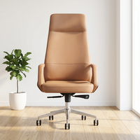 Confortable chaise de bureau pivotante en cuir président exécutif soutien du dos ergonomique chaise de bureau à dossier haut