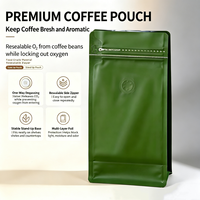 Sachets de café verticaux avec valve de dégazage, pochettes en aluminium scellées par fermeture éclair, emballage alimentaire thermoscellable pour le stockage du thé et des noix