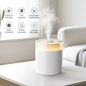 Humidificador Ultrasónico Eléctrico de 3.5L con Atomización Suspendida, Salida de Vapor de 300ml/h, Temporizador LED de 7 Colores 2/4/8H, para Oficina y Hotel - Product Image 1