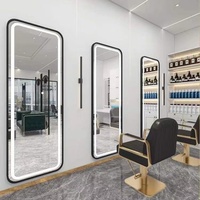 Miroir Doré LED Mural Moderne K Floor Style Européen Simple avec Lumière pour Hôtel, Salon de Coiffure et Barber Shop