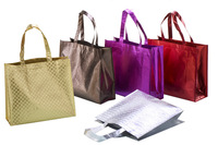 Sac fourre-tout de supermarché personnalisé en or et argent recyclés, laminé brillant, écologique, durable, réutilisable, non tissé, sacs de shopping de luxe avec logo