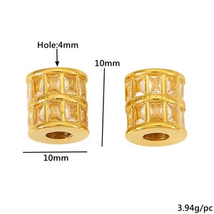 Cuentas cilíndricas de circonita cuadrada con incrustaciones de diamantes de acero inoxidable para la fabricación de pulseras, accesorios de joyería DIY, cuentas espaciadoras al por mayor - Product Image 3