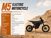M5 2600W 48V 25Ah Mid Drive Off-Road Motorcycle E-Bike with 75KM/H Max Speed