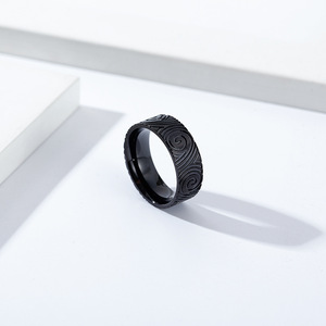 <b>Titanium</b> Steel <b>Rings</b> For <b>Men</b> Swirl Pattern Stainless Steel Fashion Jewelry Gift Occasion K-R726 - Product Image 4